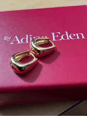 Adina Eden 14k Gold Plated Polished Square Huggie Earrings NEW